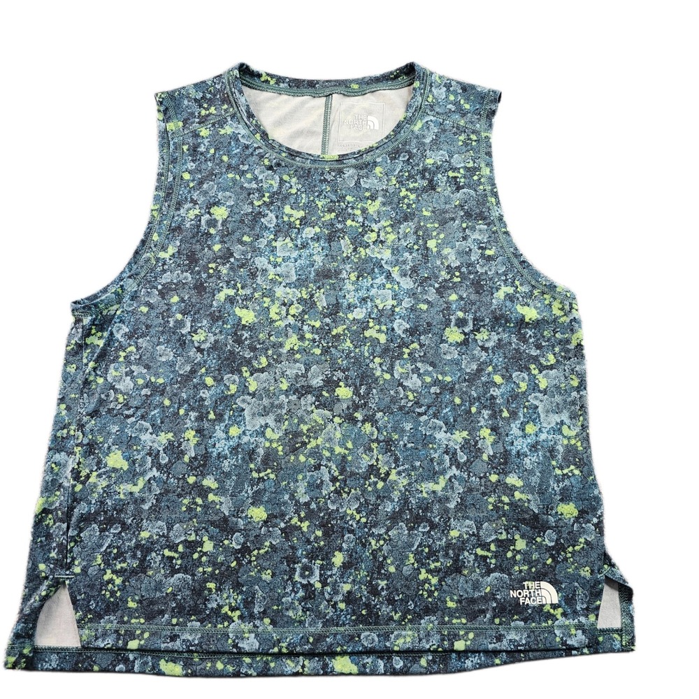 The North Face women Tank Top SP Green Pattern Relaxed Fit Gym Training.